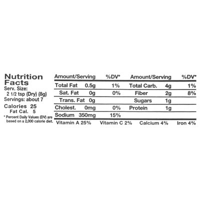 Old Tyme Texas Chili Seasoning - Nutrition Facts