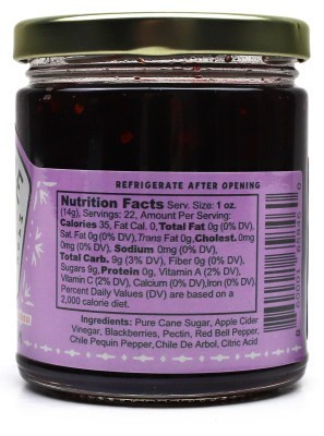 Brushfire Farms Blackberry Pepper Jam - Nutrition Facts