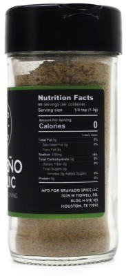 Bravado Spice Jalapeño & Garlic Seasoning - Nutrition Facts