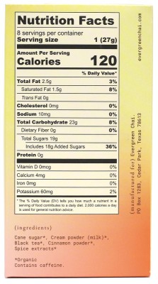 Evergreen Chai - Spicy Ginger Chai Latte - Nutrition Facts
