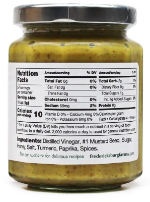 Fredericksburg Farms German Stone Ground Mustard - Nutrition facts