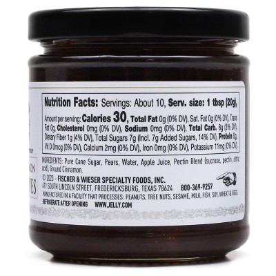 Fischer & Wieser Toasted Cinnamon Pear Preserves - Nutrition Facts