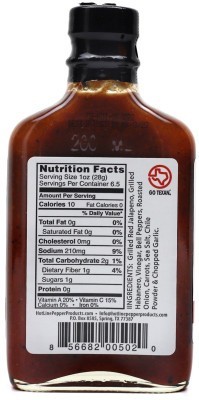 Hot Line Evil Ooze Hot Sauce - Nutrition Facts