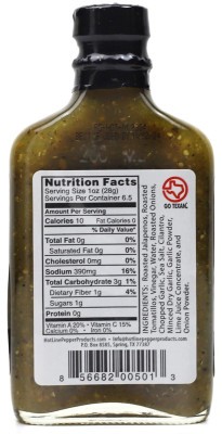 Garlicky Greengo Hot Sauce - Nutrition Facts