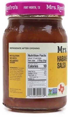 Mrs. Renfro's Habanero Salsa - Nutrition Facts