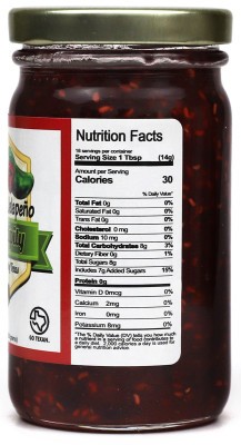 Serendipity Raspberry Jalapeno Jelly  - Nutrition Facts