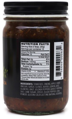 SilverLeaf Ghost Pepper Salsa - Nutrition Facts