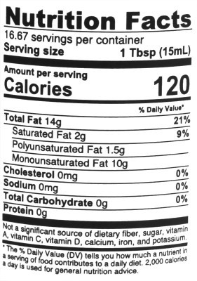 Sola Stella Extra Virgin Olive Oil - Nutrition Facts