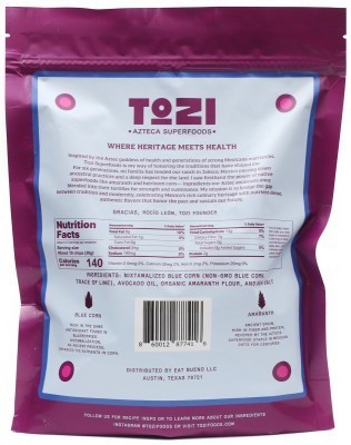TOZI Blue Corn & Amaranth Chips - Nutrition Facts