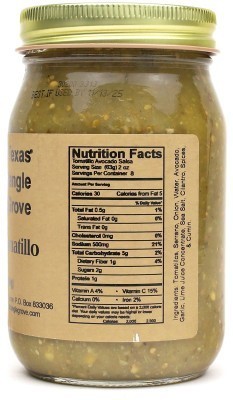 Texas Triangle Grove Hot Avocado Tomatillo Salsa - Nutrition Facts