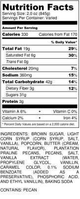 Milican Pecan Co Caramel Pecan Popcorn - Nutrition Facts