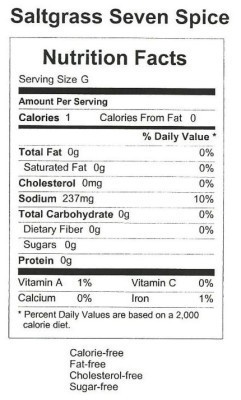 Saltgrass Seven -7- Steak Spice  Nutrition Facts